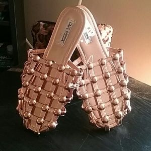 Rose gold cage flats